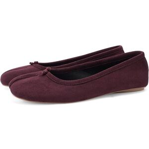 VBDB Tabi ballet flats shoes in maroon red suede